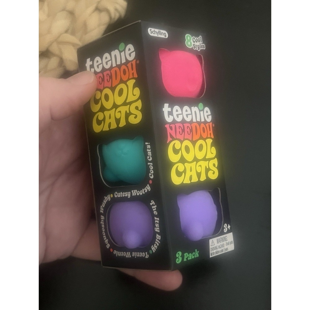 NeeDoh Teenie Cool Cats Stress Ball 3-Pack, Assorted Colors